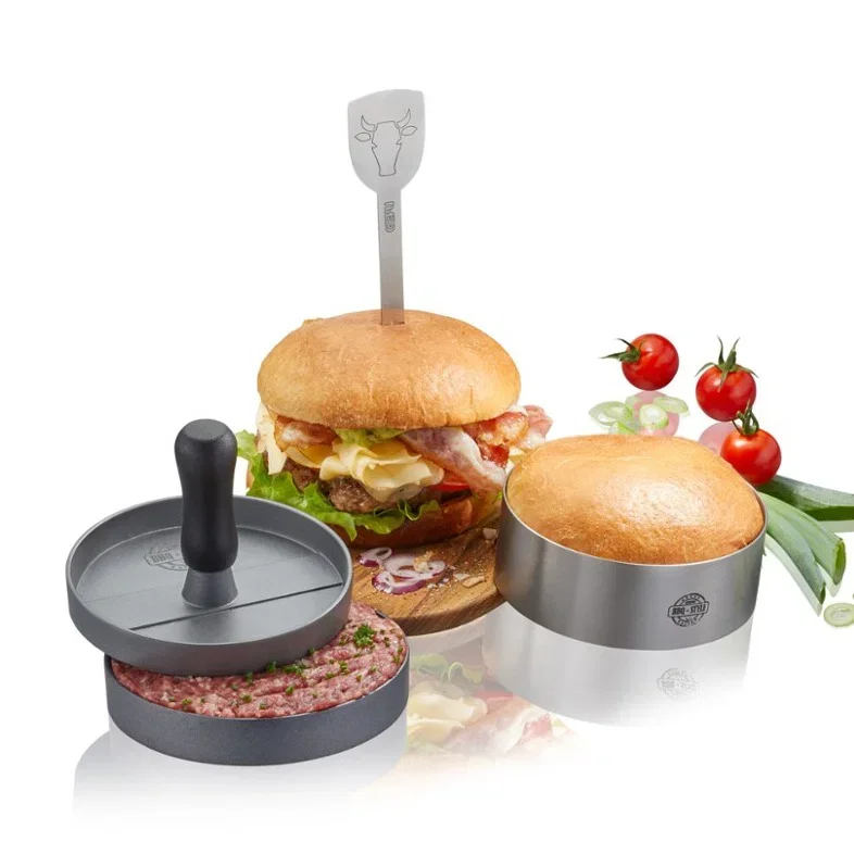 GEFU BBQ - prasa do hamburgerów aluminiowa z akcesoriami Nowy