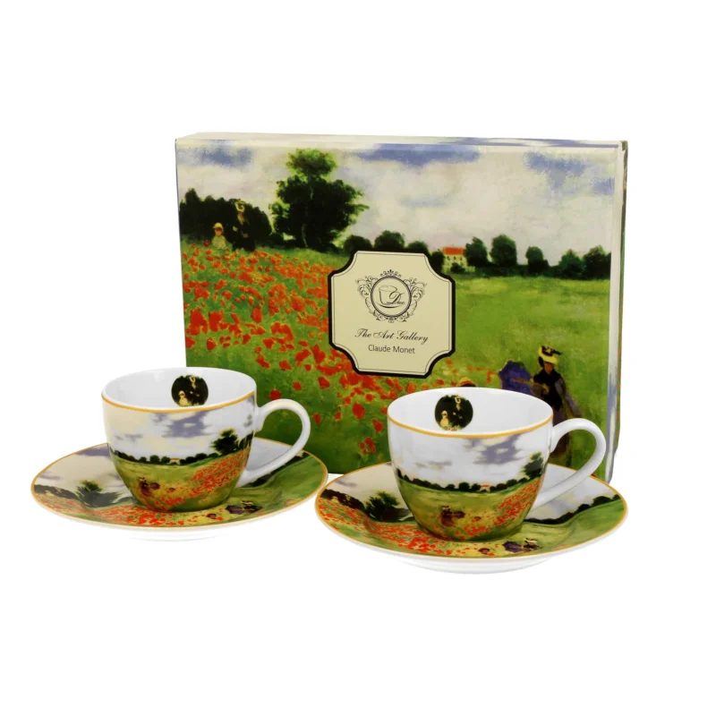 Filiżanki do espresso porcelanowe ze spodkami DUO ART GALLERY POPPY FIELD BY C. MONET 110 ml 2 szt. Tylko dziś