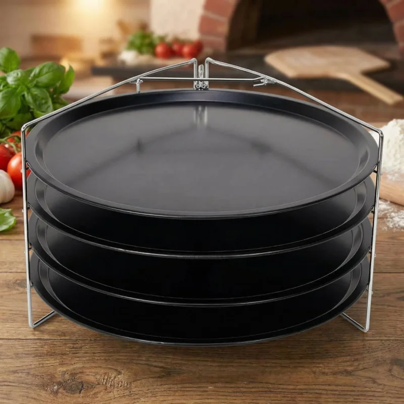 Wyprzedaż PATISSE CLASSIQUE 4 okrągłe blachy do pizzy ze stojakiem