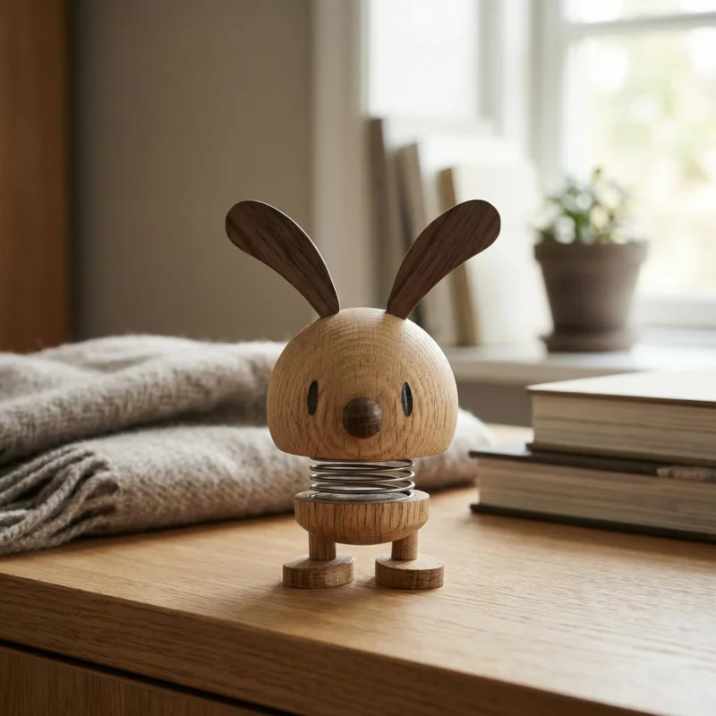 HOPTIMIST BUNNY S 9 cm - figurka dekoracyjna z drewna dębowego Szybka wysyłka