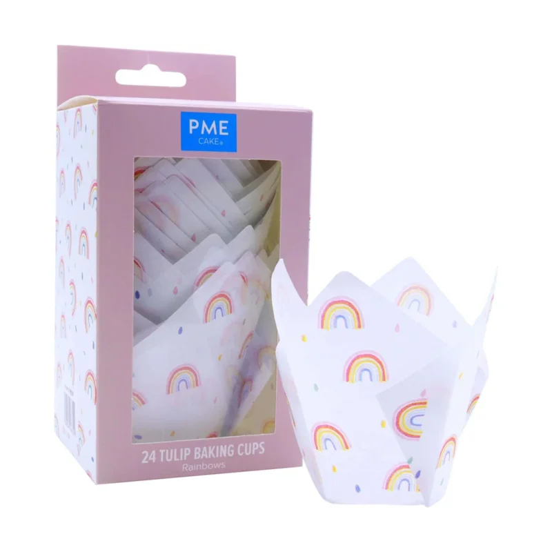 PME Papilotki tulipanowe do muffinek - motyw tęczy (24 sztuki) Oferta limitowana