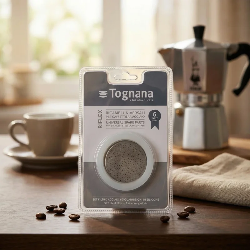 TOGNANA Riflex na 6 filiżanek espresso 3 szt. - uszczelki do kawiarki silikonowe z sitkiem Dodaj do koszyka