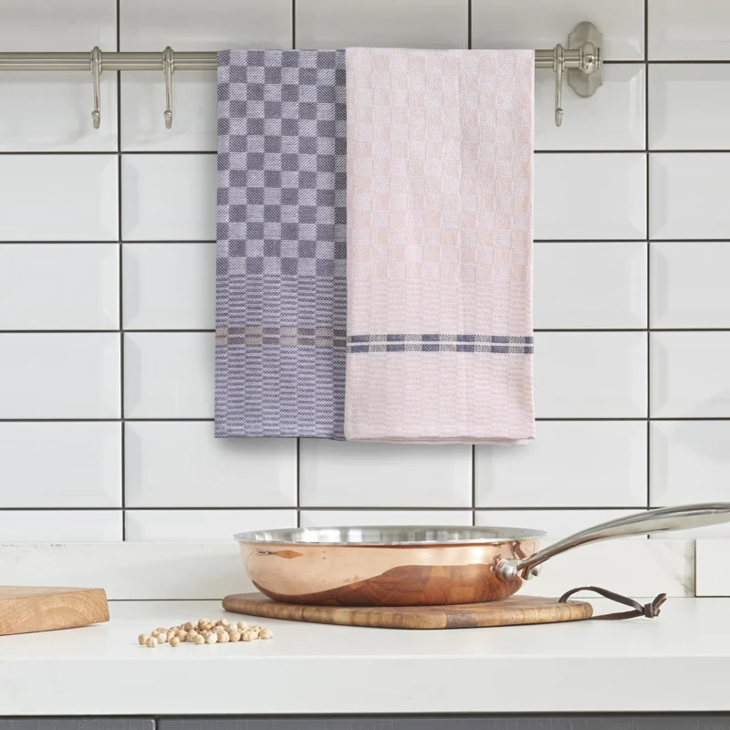 Popularny Ręczniki kuchenne bawełniane DECOKING KIT LOUIE CHECKERED KREMOWO CIEMNOSZARE 50 x 70 cm 10 szt.