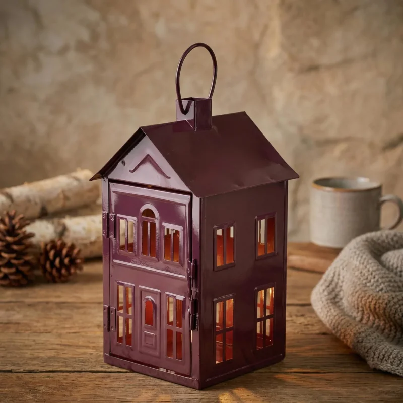Lampion domek MONDEX ROGER 14,8 x 14,3 x 26,8 cm bordowy Kup online