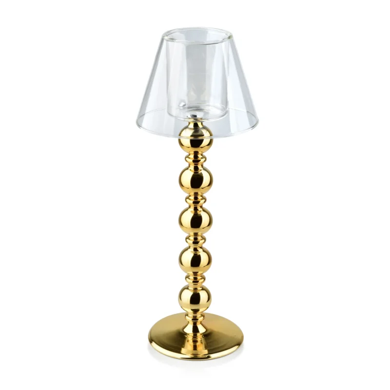 Świecznik szklany MONDEX MARY GOLD ZŁOTY 33 cm Hit sprzedaży