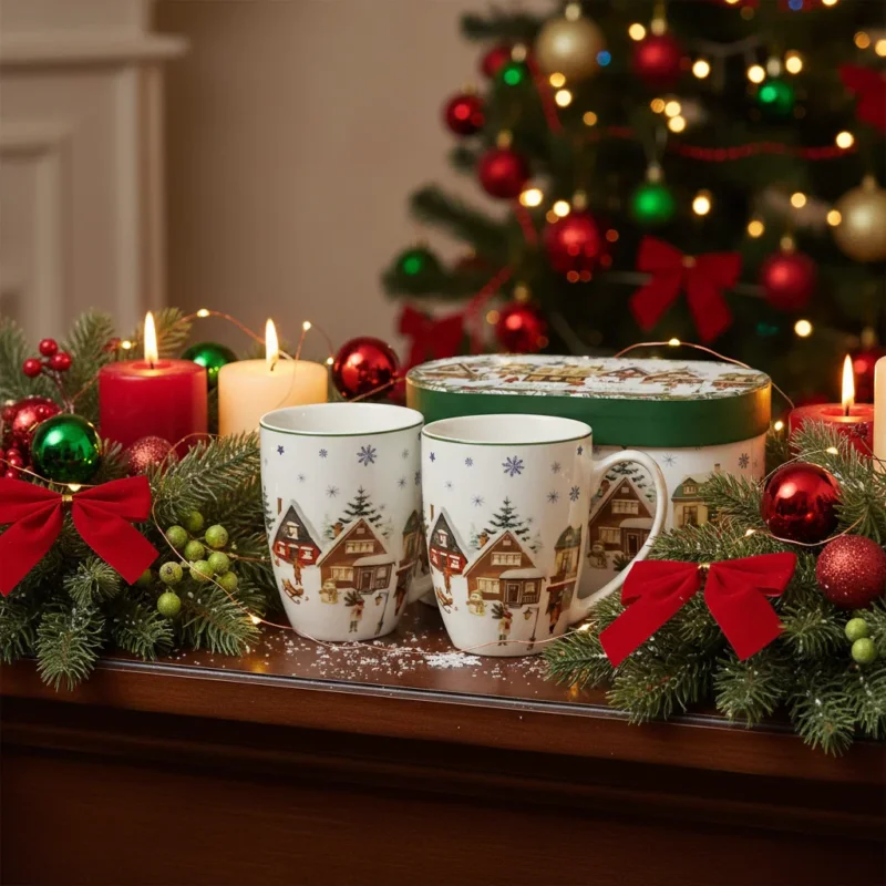Niska cena Kubki porcelanowe DUO CHRISTMAS VILLAGE 360 ml 2 szt.