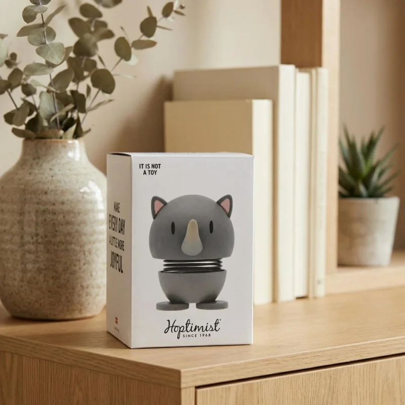 HOPTIMIST SOFT RHINO 7 x 5 cm - figurka dekoracyjna nosorożec z powłoką soft-touch szara Super okazja