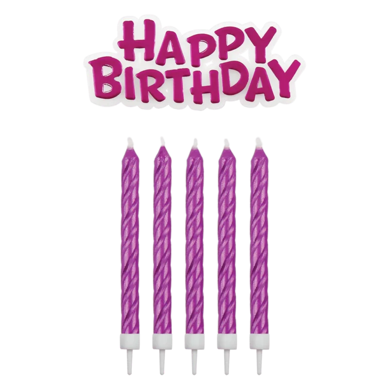 PME Świeczki różowe Happy Birthday (16 sztuk) różowy Cena promocyjna