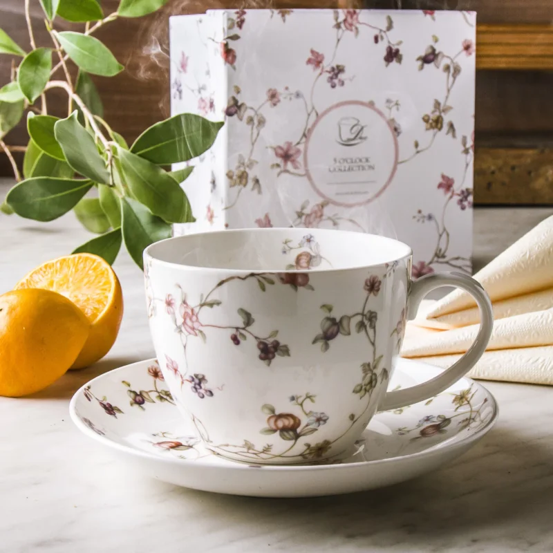 Filiżanka do kawy i herbaty porcelanowa ze spodkiem DUO ROMANTIC SAFA 470 ml Ostatnie sztuki