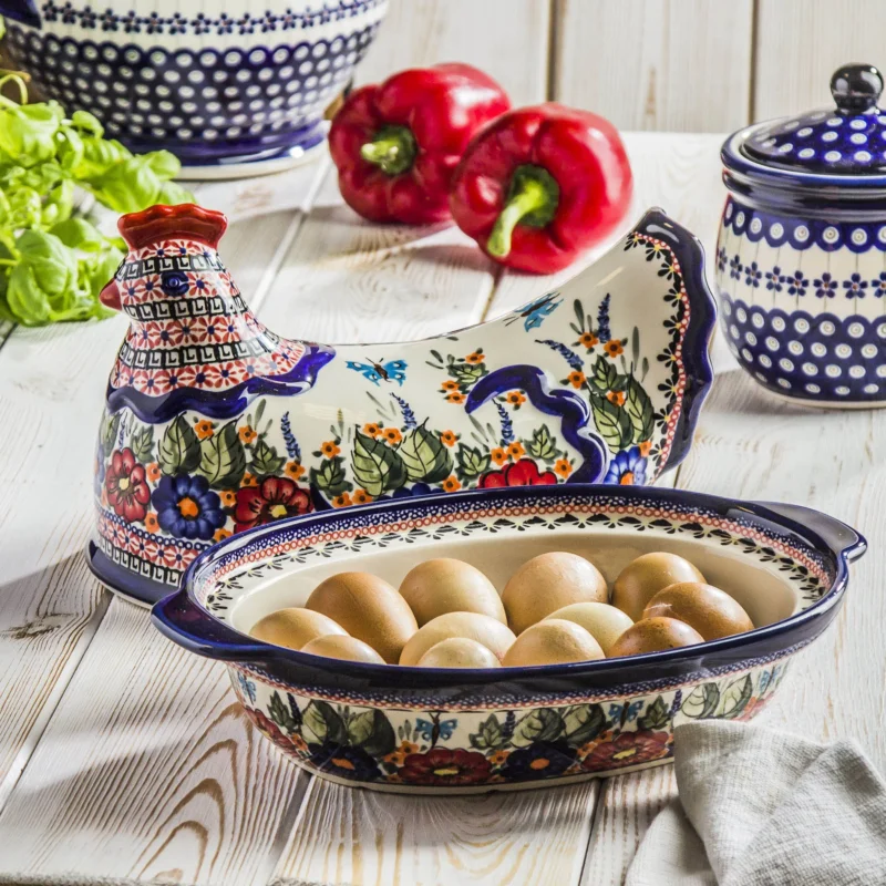 Taniej Naczynie do zapiekania z pokrywką 33 x 21 cm - wzór ART-149 - Zakłady Ceramiczne w Bolesławcu (2 gat.)