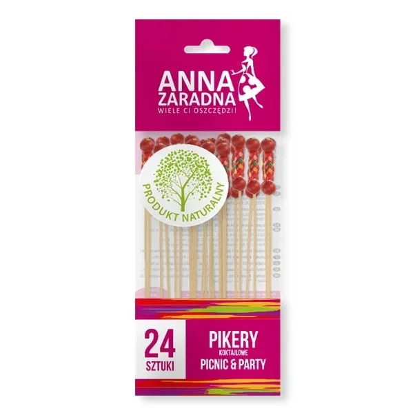 Wyjątkowa oferta Wykałaczki / Patyczki do koreczków drewniane ANNA ZARADNA MIX KOLORÓW 24 szt.