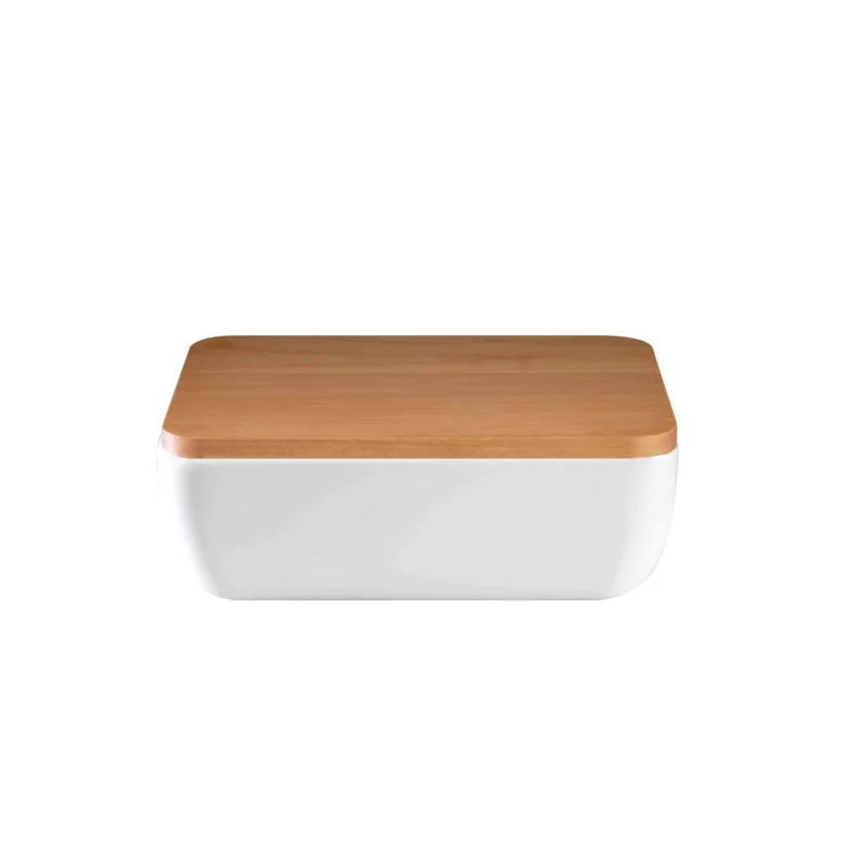 Kup online BRABANTIA 25,5 x 20 cm biały (L810003) - chlebak porcelanowy z deską do krojenia