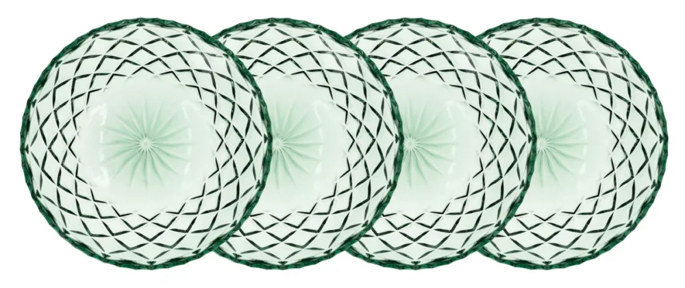 Cena promocyjna LYNGBY GLAS SORRENTO 4 szt. 16 cm - zestaw szklanych talerzy deserowych do zmywarki zielone