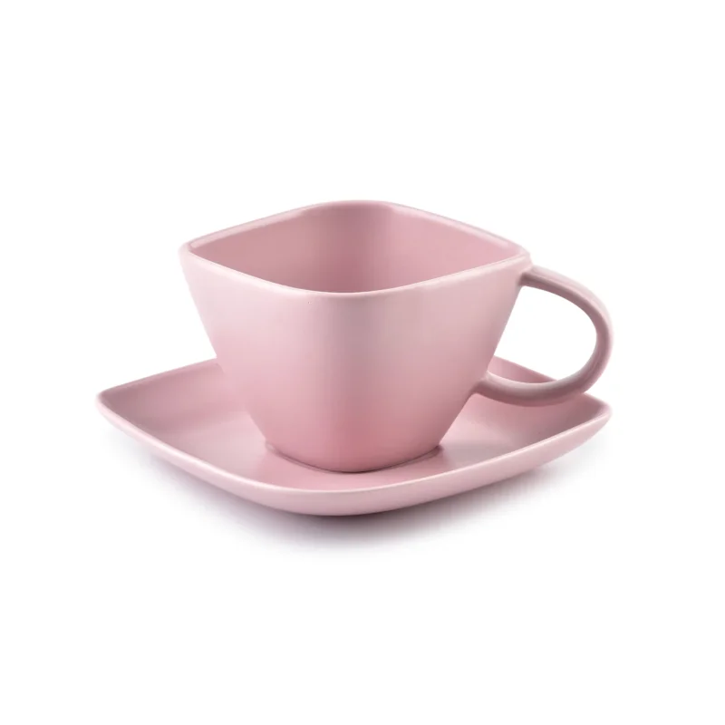 Filiżanka do espresso porcelanowa ze spodkiem AFFEK DESIGN HAPPY RÓŻOWA 100 ml Taniej