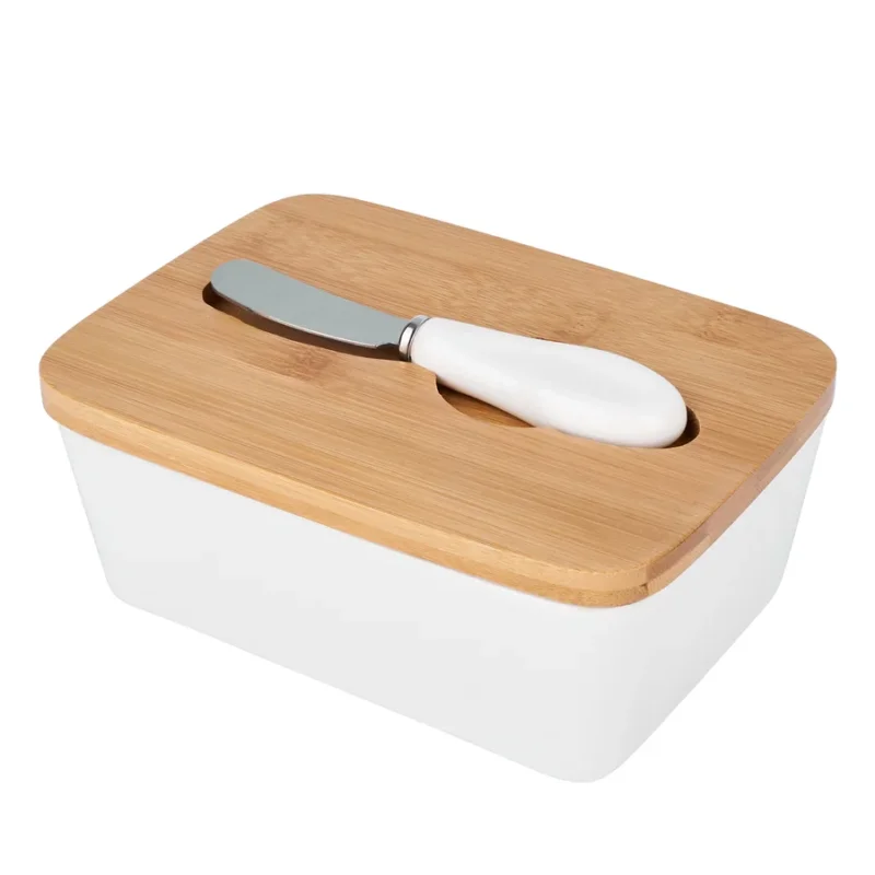 Maselniczka ceramiczna z nożem do masła TADAR COLOR BOX BIAŁA Dostępne od ręki