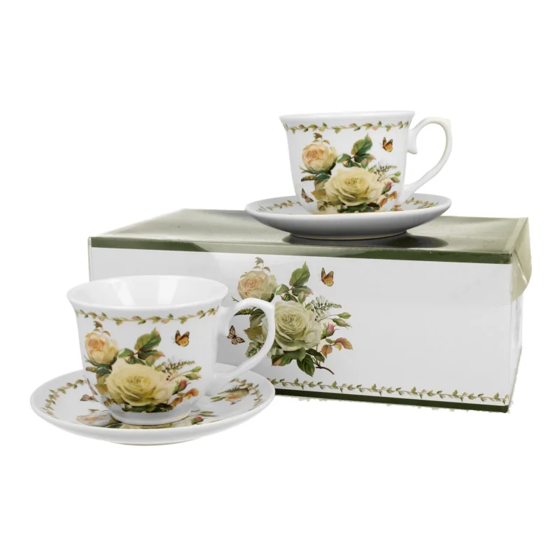 Sprawdź teraz Filiżanki do kawy i herbaty porcelanowe ze spodkami DUO EDITH 250 ml 2 szt.