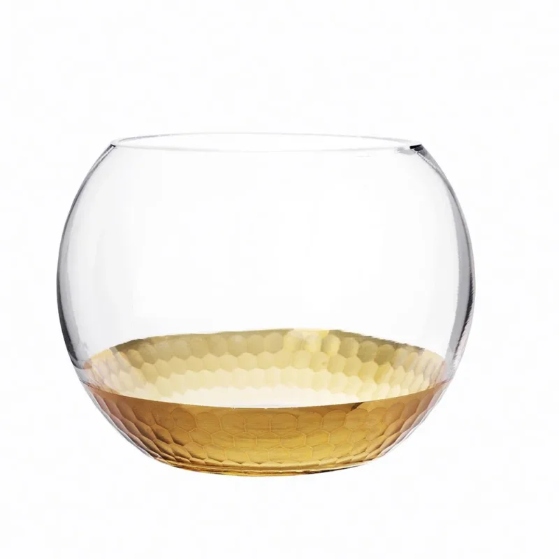 Premium Świecznik szklany GOLDEN HONEY 18 cm