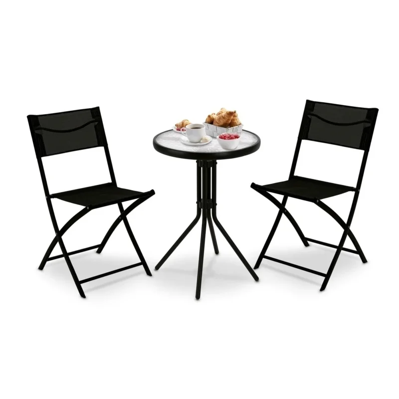 Do wyczerpania zapasów Stolik ze szklanym blatem i 2 krzesła ogrodowe składane Tadar Patio