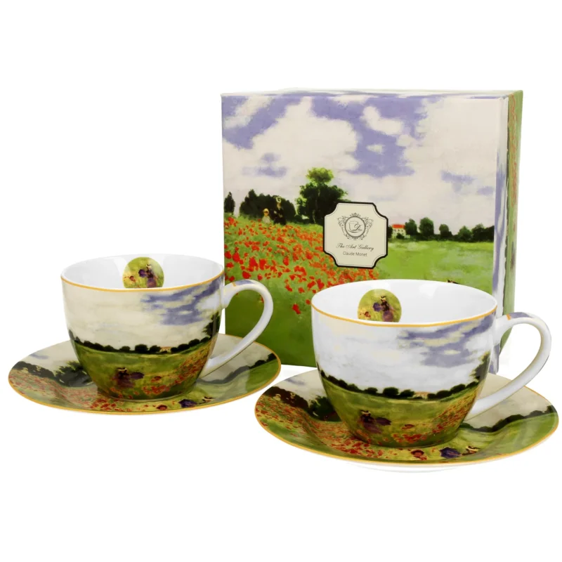 Popularny Filiżanki do kawy i herbaty porcelanowe ze spodkami DUO ART GALLERY POPPY FIELD C. MONET 280 ml 2 szt.