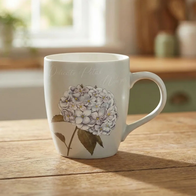 Kubek z hortensją DELICATE PETAL WHISPERS 740 ml szary Oferta czasowa