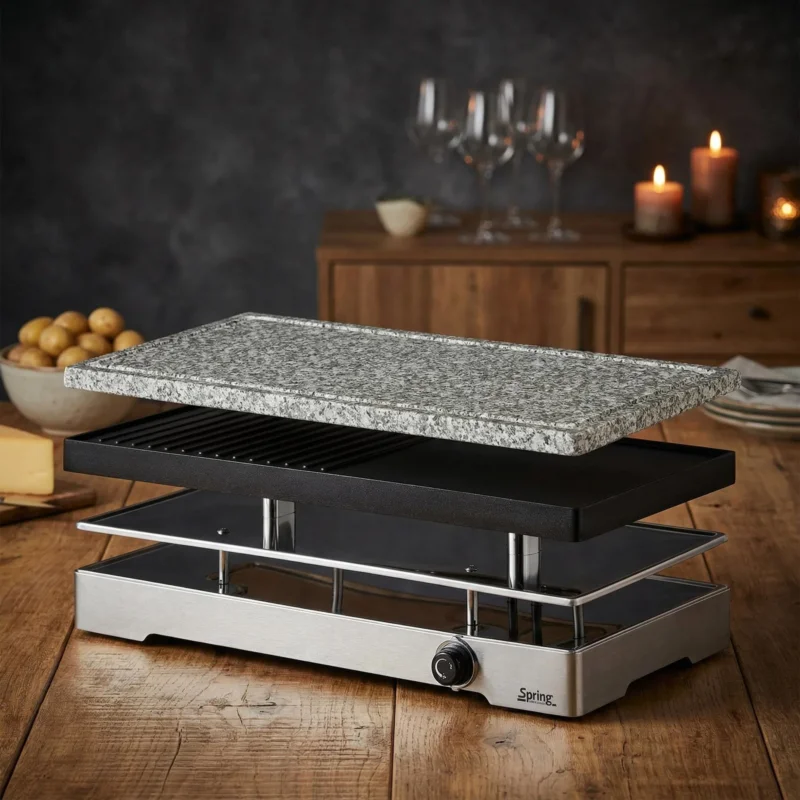 SPRING Raclette Classic Duo 1200 W - grill elektryczny stołowy granitowy Ostatnie sztuki