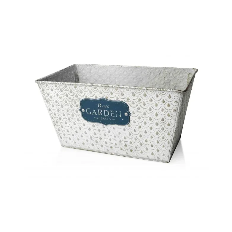 Osłonka na doniczkę metalowa ROSE GARDEN PROSTOKĄT BIAŁA 25 cm Kup teraz