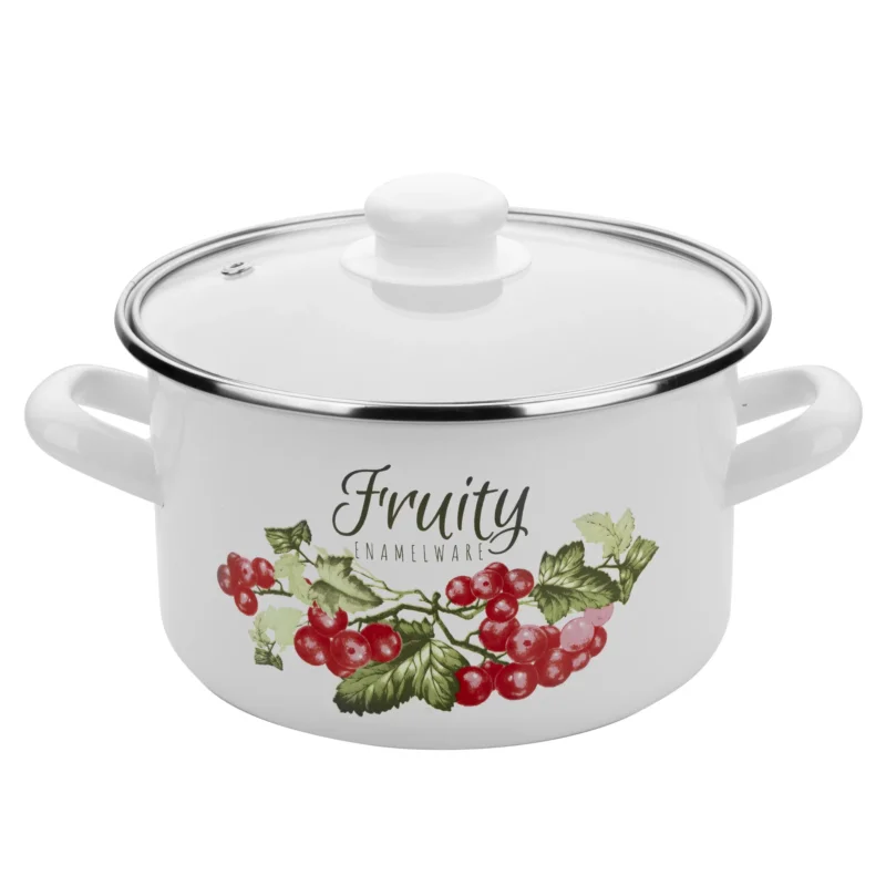 Garnek emaliowany z pokrywką EMALIA POLSKA PLESZEW FRUITY 4,7 l Ostatnie sztuki