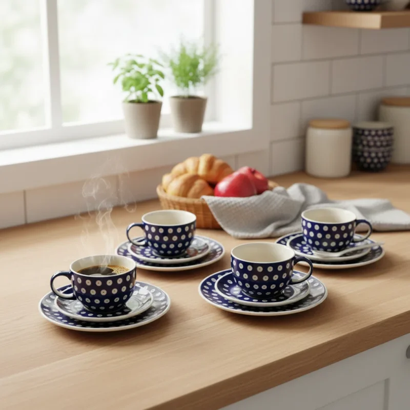 Kup teraz Zestaw kawowy dla 4 osób - wzór D-42 - Zakłady Ceramiczne w Bolesławcu (12 el.)