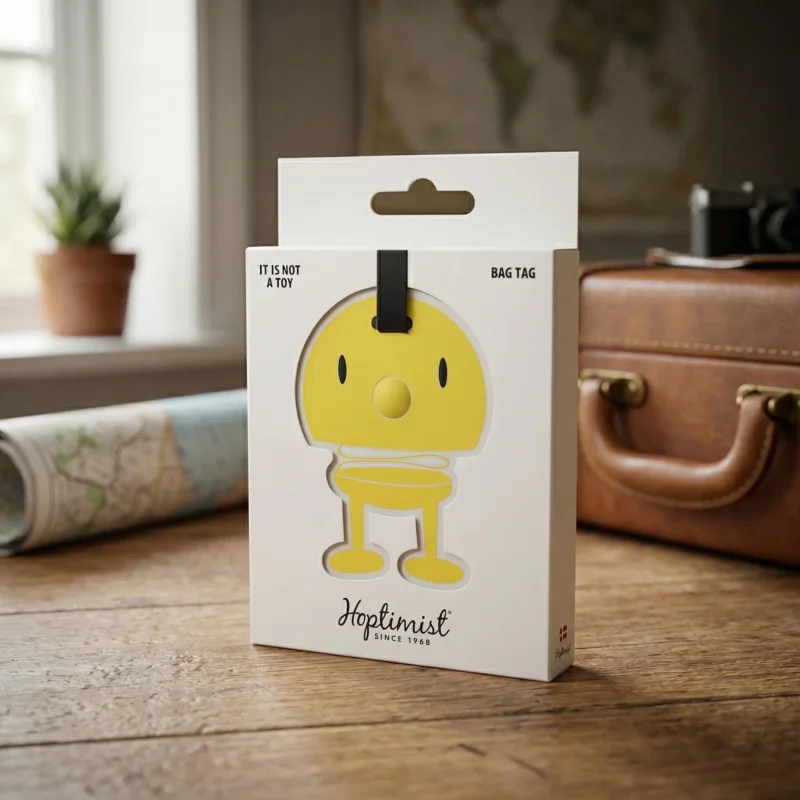 HOPTIMIST 8 cm - przywieszka na bagaż z tworzywa sztucznego żółta Obniżka ceny