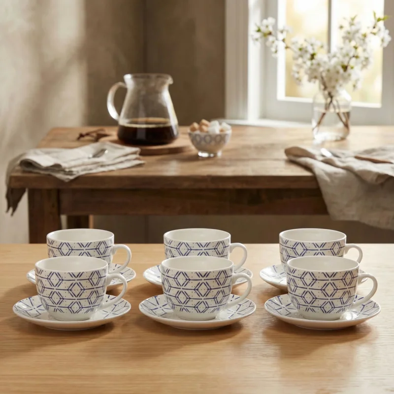 Tylko do końca tygodnia TOGNANA Down Town 270 ml 6 szt. - filiżanki do kawy i herbaty porcelanowe ze spodkami