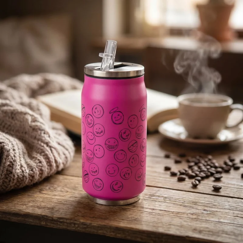 Kubek termiczny ze stali nierdzewnej ODELO BUŹKI RÓŻOWY 350 ml Rabat