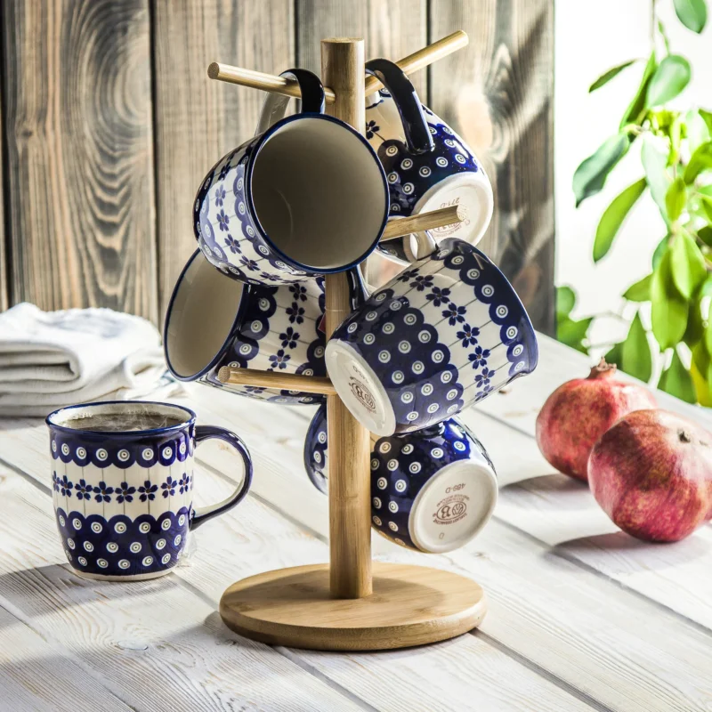 Kubki Bolesławiec ze stojakiem 400 ml 6 szt. - wzór A-166A - Zakłady Ceramiczne w Bolesławcu Obniżka ceny
