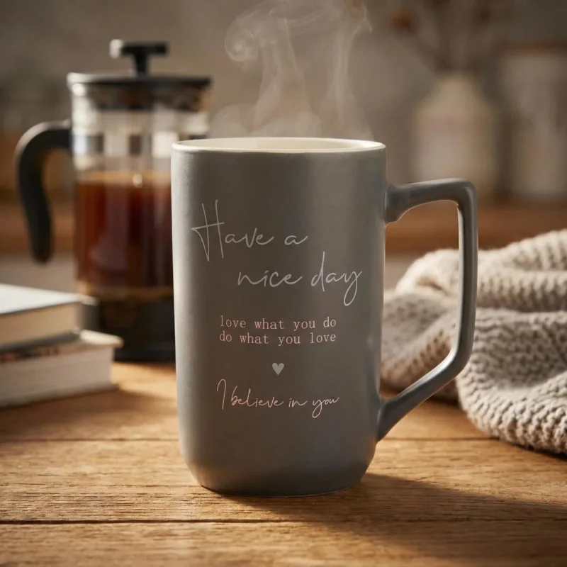 Zamów teraz Kubek porcelanowy NEW BONE CHINA ALTOM DESIGN HAVE A NICE DAY 550 ml szary
