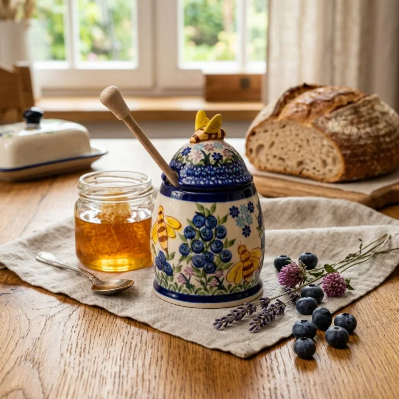 Pojemnik na miód 300 ml - wzór 288 (Niebieska jagoda) - Ceramika Bolesławiecka Kalich Łatwy zwrot