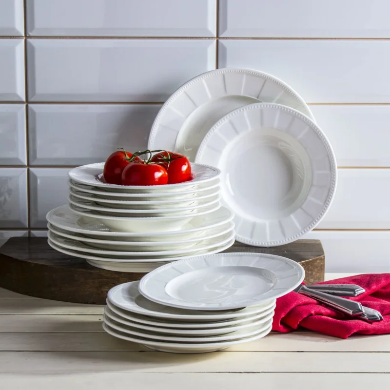 Dodaj do koszyka Komplet talerzy porcelanowych DUO CASSETTE BIAŁY na 6 osób (18 el.)
