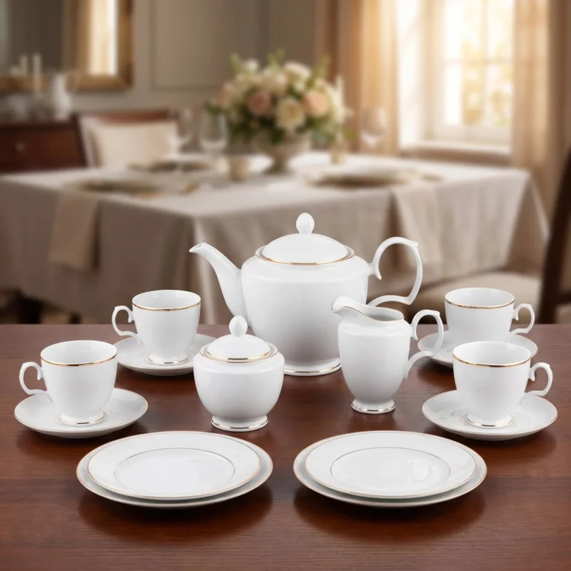 Nowy Serwis kawowy porcelanowy MARIAPAULA ZŁOTA LINIA na 6 osób (21 el.)
