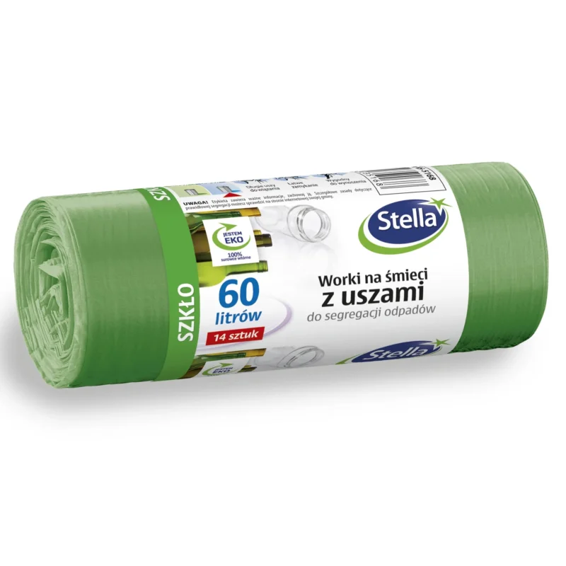 Worki na śmieci do segregacji z uszami STELLA ZIELONE 60 l 14 szt. Dodaj do koszyka