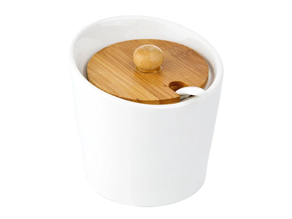 Cukiernica porcelanowa z łyżeczką FLORINA ADRIA BIAŁA 230 ml Wyprzedaż