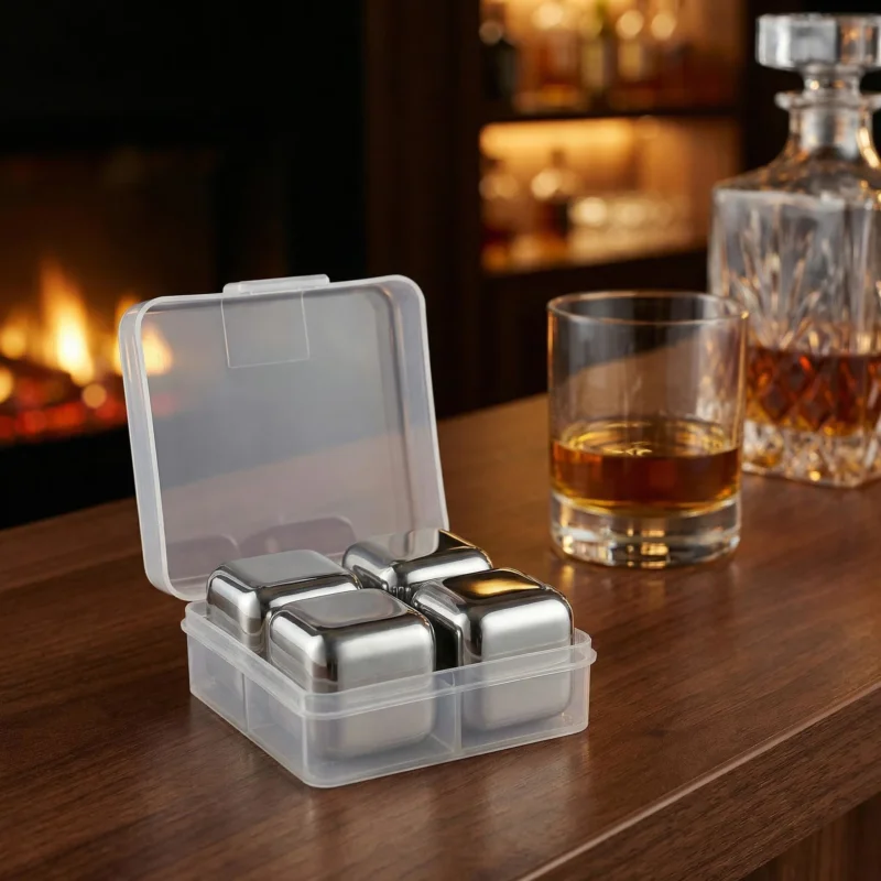 CILIO Cool 4 szt. - kostki do whisky i drinków wielokrotnego użytku stalowe Do wyczerpania zapasów