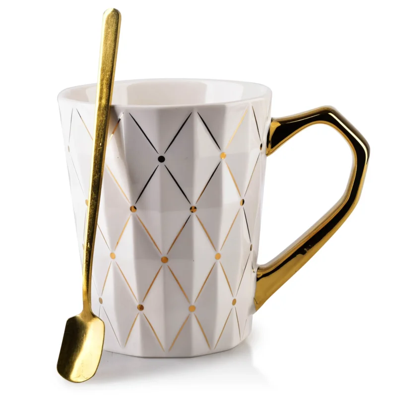 Bezpieczna płatność Kubek porcelanowy z łyżeczką AFFEK DESIGN GILLIAN BIAŁY 360 ml