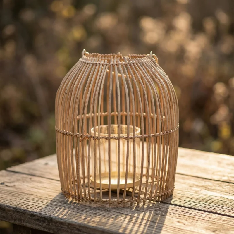 Lampion dekoracyjny rattanowy RATTAN LANTERN BARREL 26,5 cm Cena promocyjna