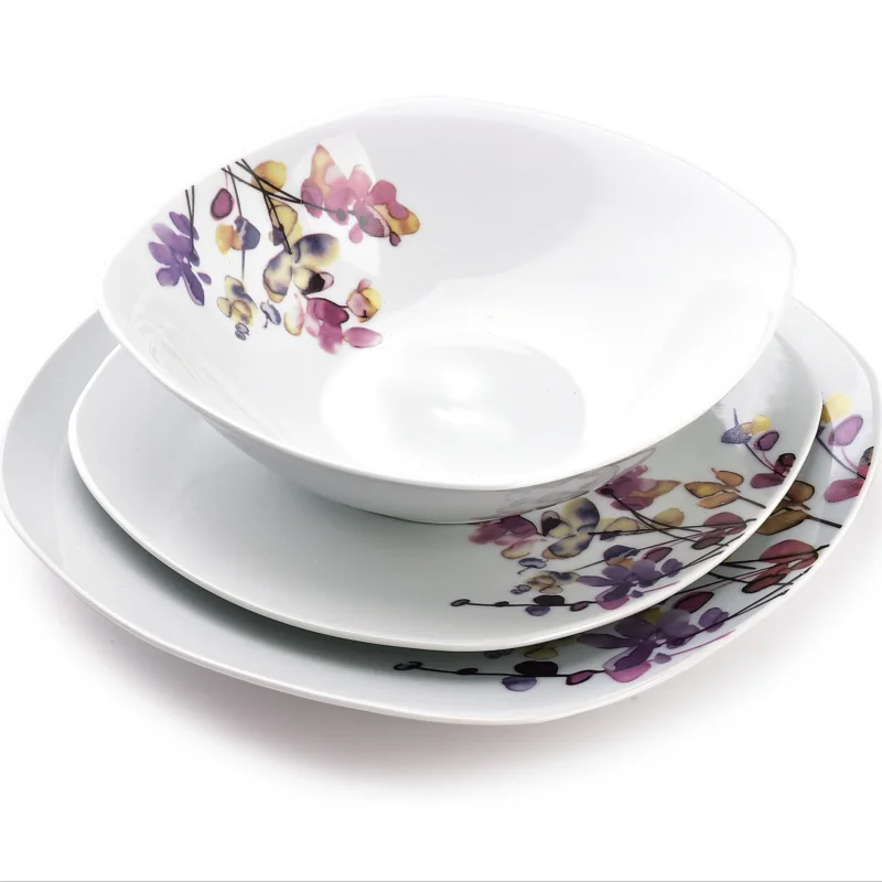 Ekspresowa dostawa Komplet talerzy porcelanowych AFFEK DESIGN BOTANIC PURPLE na 6 osób (18 el.)