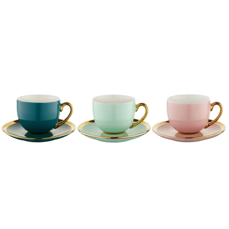 Filiżanka do kawy i herbaty porcelanowa ze spodkiem FLORINA ORIANA 240 ml MIX KOLORÓW Zniżka