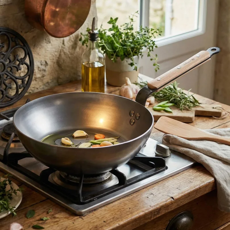 Tani DE BUYER Mineral B Bois 24 cm - patelnia / wok ze stali węglowej