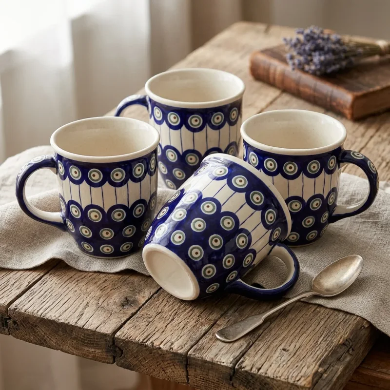 Zestaw kubków dla 4 osób - wzór 8 - Zakłady Ceramiczne w Bolesławcu (4 el.) Tylko do końca tygodnia