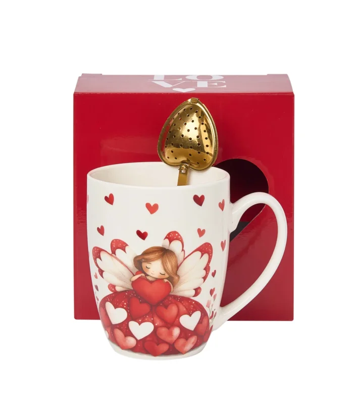 Zamów teraz Kubek porcelanowy z zaparzaczem Serce DUO SERCA Anioł 360 ml