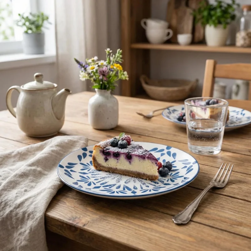 Taniej Talerz deserowy porcelanowy ALTOM DESIGN LAZUR 20 cm biało-niebieski