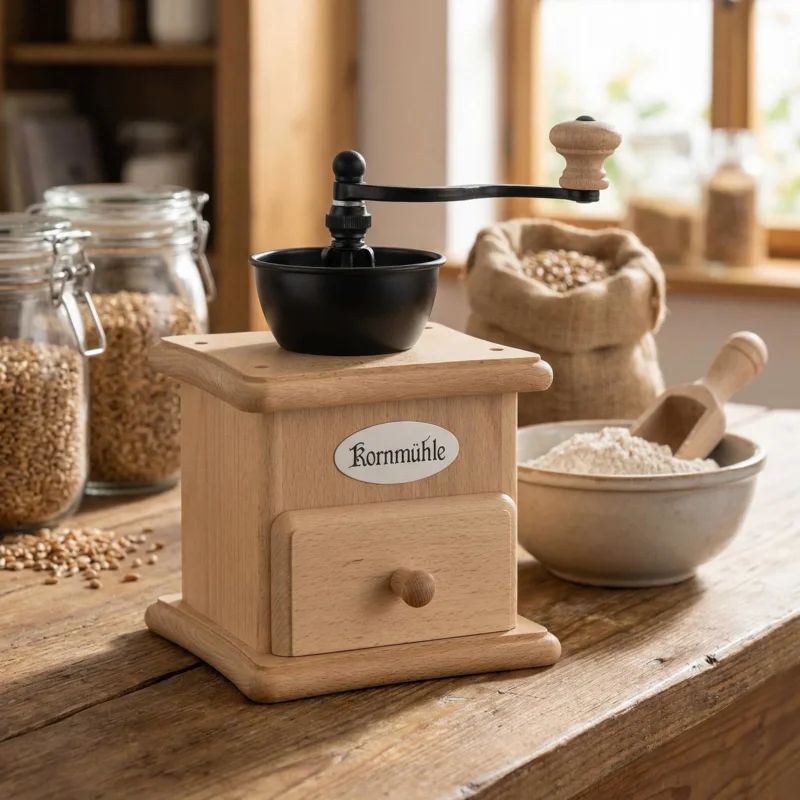 ZASSENHAUS Kornmuhle 23 cm beżowy - młynek do zboża drewniany ręczny Szybka wysyłka
