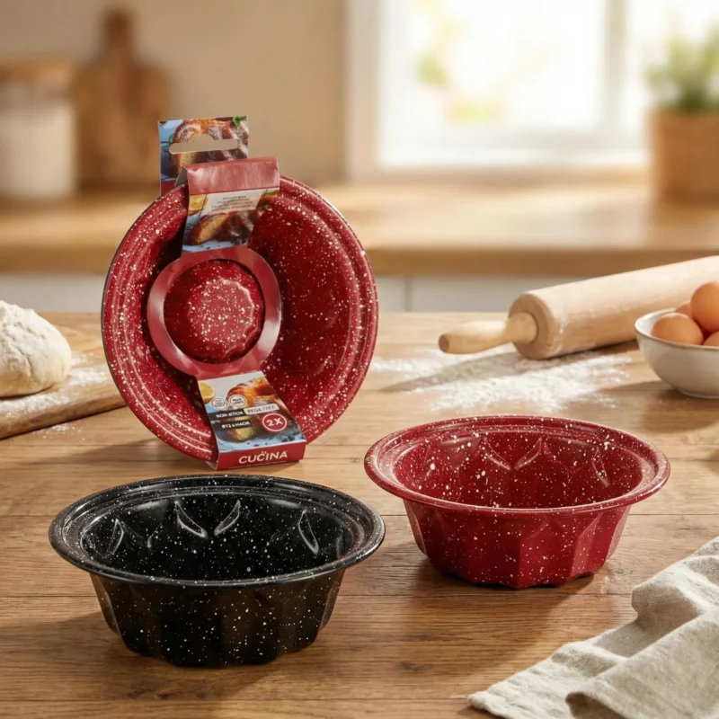 Foremki do babki z tuleją MONDEX CUCINA 12 cm czerwona i czarna 2 szt. Super okazja
