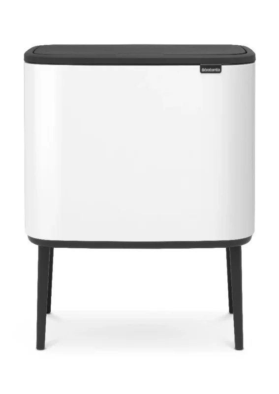 BRABANTIA Touch Bin Bo 11 + 23 l biały - kosz do segregacji śmieci stalowy dwukomorowy Obniżka ceny